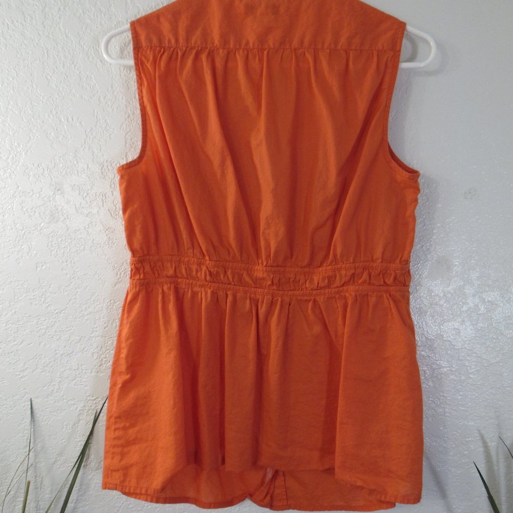 Womens Tank Top Sz M Orange Button Front - Picture 5 of 11